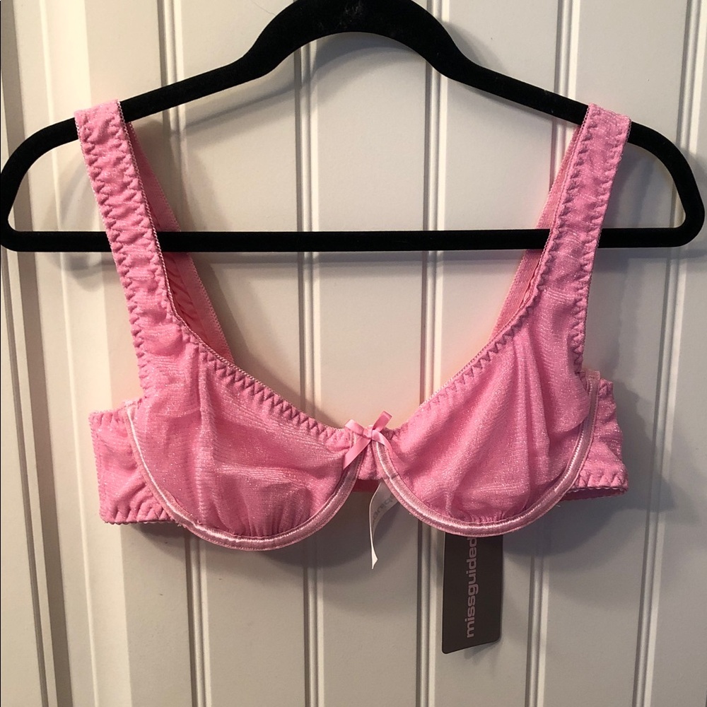 Missguided Light Pink Sheer Underwire Bra with Bow